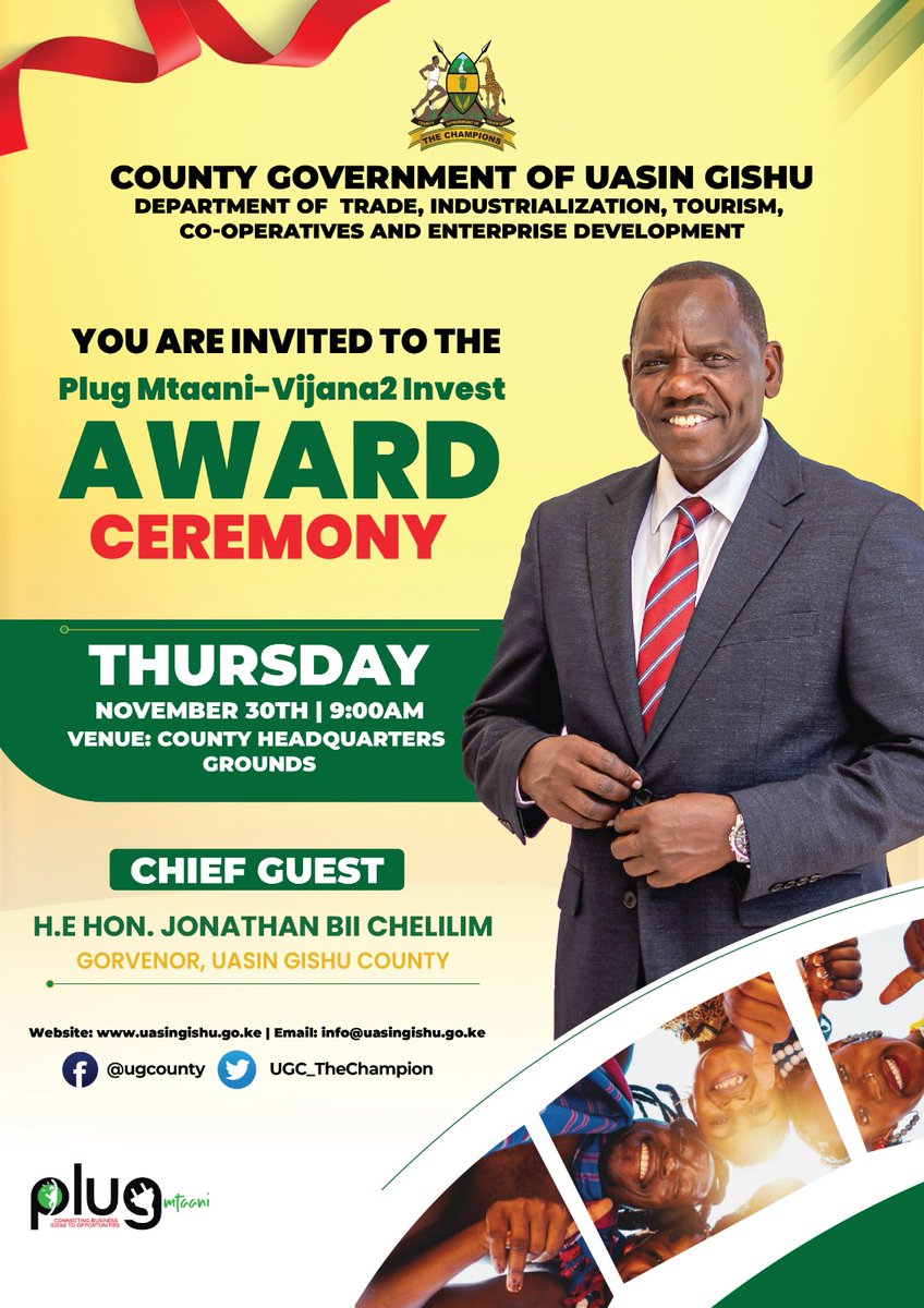 PLUGMtaaniKenya's tweet photo. Today we camp at Uasin Gishu County for the Plug Mtaani Business Idea Competition, Award Ceremony.
Our chief guest will be H.E GOVERNOR Jonathan Bii.
#PlugMtaani
#Vijana2Invest https://t.co/HOFH3qP8x2