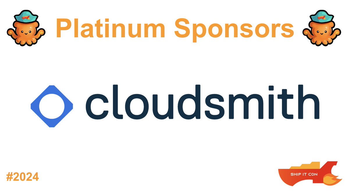 Please join us in welcoming our newest Platinum Sponsor, @cloudsmith! Cloudsmith have been sending teams of developers to ShipItCon over the past few years and it's great to have them sponsoring next year's edition. Save the date : August 30th, 2024.

shipitcon.com/platinum-spons…