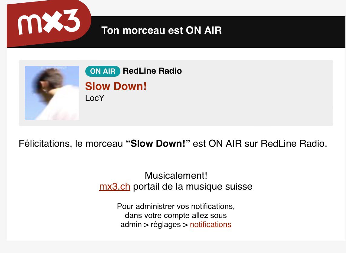 locymusic's tweet photo. Un grand merci à #redlineradio et @Mx3music pour avoir inclus ma chanson #Slowdown dans leur programmation. https://t.co/K5hiV2c18x