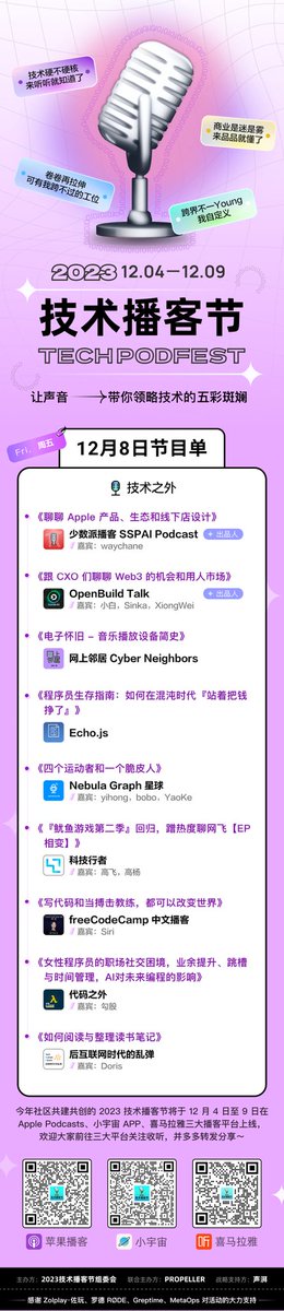 你现在听周杰伦的设备还是和十年前一样吗？
今年的技术博客月，本播客将带来一期电子怀旧相关的节目，主要讨论音乐播放设备的编年史。
从黑胶唱片机到磁带到 CD 到现在的流媒体，音乐载体发生了翻天覆地的变化，技术的进步也严重影响到了我们收听音乐的方式。
欢迎大家届时收听！👂
#2023技术播客节