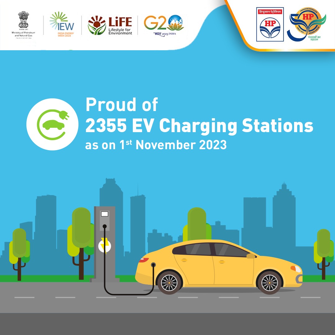 HPCL's tweet photo. In a move towards sustainable transport, HPCL is committed to adding more EV Charging Stations to provide convenient charging solutions for Electric Car Owners. They save energy costs are more environment friendly and go a long way in reducing carbon footprint.  #SustainableTransport #EVChargingStations #ReduceCarbonFootprint #HPCL #DeliveringHappiness #HPTowardsGoldenHorizon