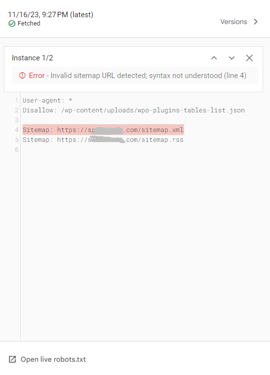 milan_0015's tweet photo. @googlesearchc @rustybrick 
Didn't updated anything since long in Robots.txt file but recently noticed syntax error in Search Console report. 

Also validated robots file using 3rd party tool for errors but didn't find any.

Similar thread: https://t.co/heS5US2ylR https://t.co/TrZt6hvTVV