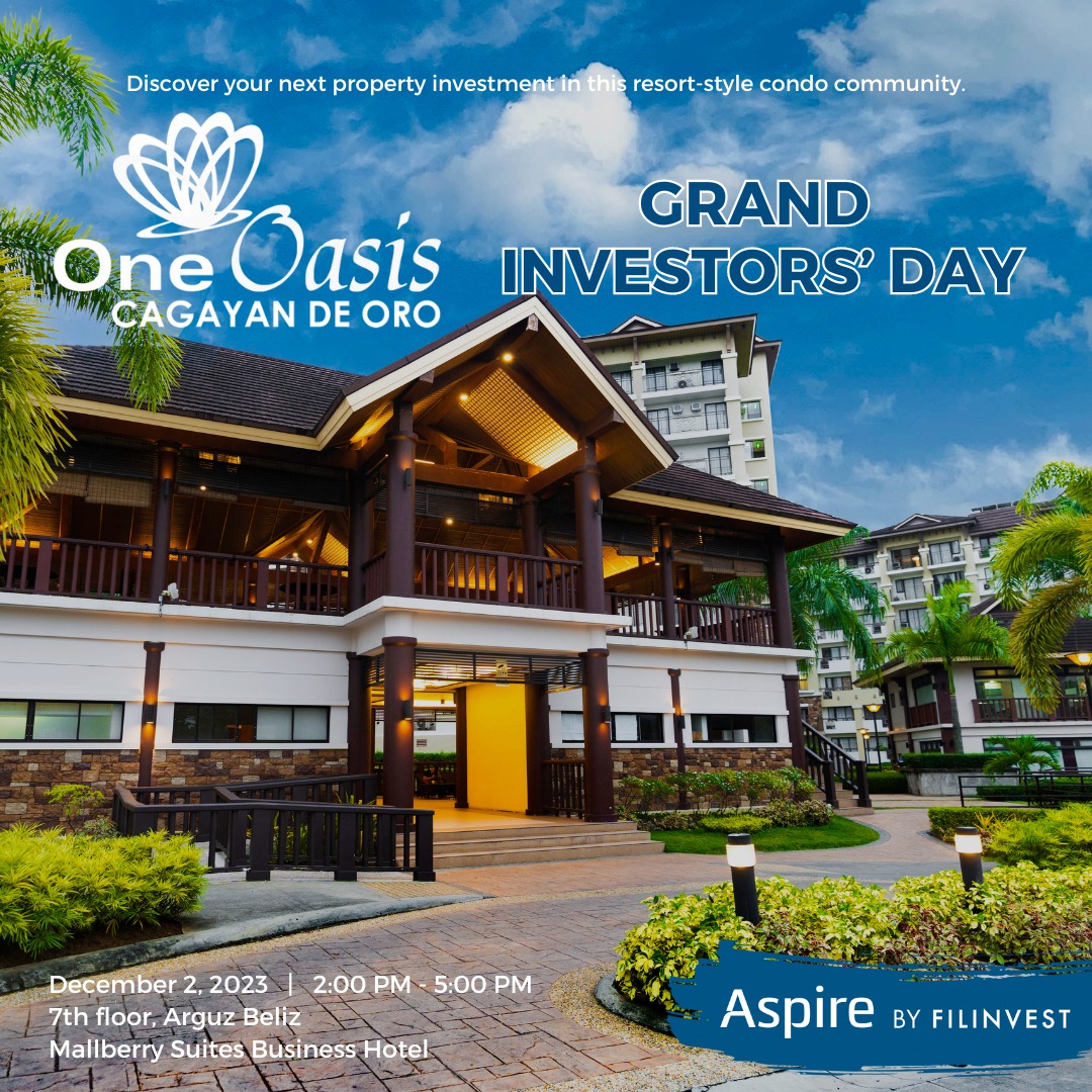 oneoasis_cdo's tweet photo. Calling all sellers and guests!

You are warmly invited to join us for an exciting Grand Investor's Day on the 7th floor, Argus Beliz, Mallberry Suites Business Hotel, on December 2, 2023, from 2 pm to 5 pm. https://t.co/sHDn2jgJ3q