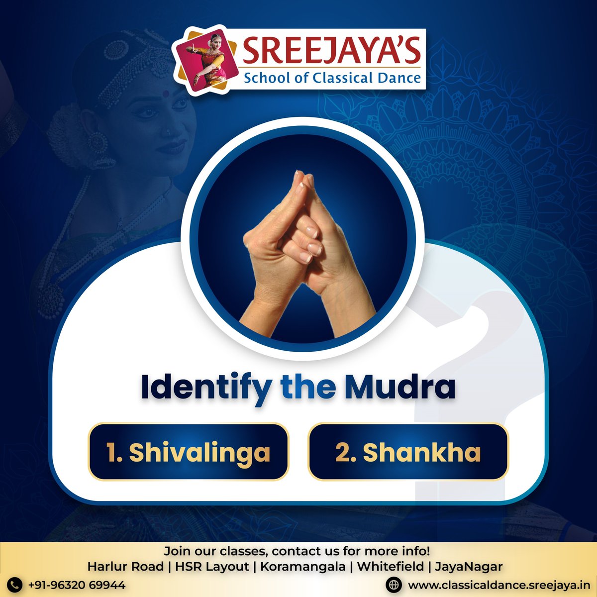 sscdsreejaya's tweet image. Identify the Mudra!
Learn Professional #Bharatanatyam from #SSCD
#classicaldanceclasses #bharatanatyamdance #DanceClass #Dance #bharatanatyamdanceclass #dancer #bharatanatyamdiaries #bharatanatyammudras #quiz #quiztime #bharatanatyamquiz #puzzle #mudraquiz #handgestures #mudras