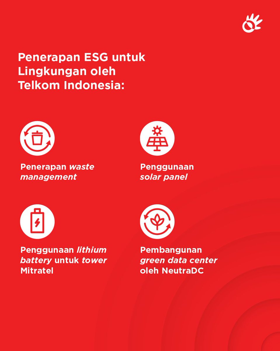 SobatTelkom, sebagai perusahaan milik negara sekaligus perusahaan telekomunikasi digital terdepan, Telkom semakin fokus dalam pengelolaan dan penerapan ESG
#TelkomEXIST #ElevatingYourFuture