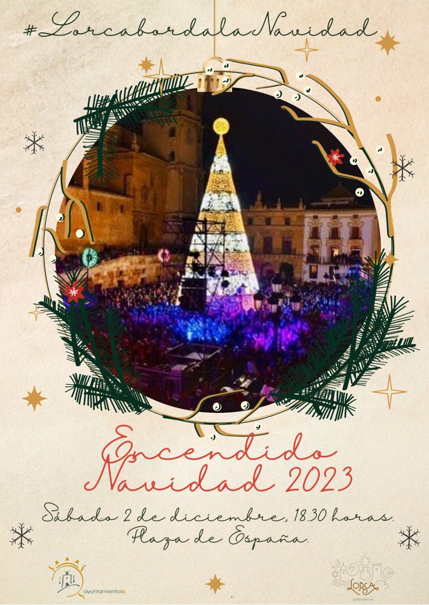 AytoLorca's tweet photo. 🌲 🌟 ¡𝚅𝚒𝚟𝚊𝚖𝚘𝚜 𝚓𝚞𝚗𝚝𝚘𝚜 𝚎𝚕 𝚎𝚗𝚌𝚎𝚗𝚍𝚒𝚍𝚘 𝚍𝚎𝚕 𝚐𝚛𝚊𝚗 á𝚛𝚋𝚘𝚕 𝚍𝚎 𝙽𝚊𝚟𝚒𝚍𝚊𝚍 𝚍𝚎 𝚕𝚊 𝙿𝚕𝚊𝚣𝚊 𝚍𝚎 𝙴𝚜𝚙𝚊ñ𝚊! 

🎉 Este sábado 2 de diciembre a las 18.30 hrs, #Lorca se ilumina. #LorcabordalaNavidad https://t.co/v2Hn63pw3M