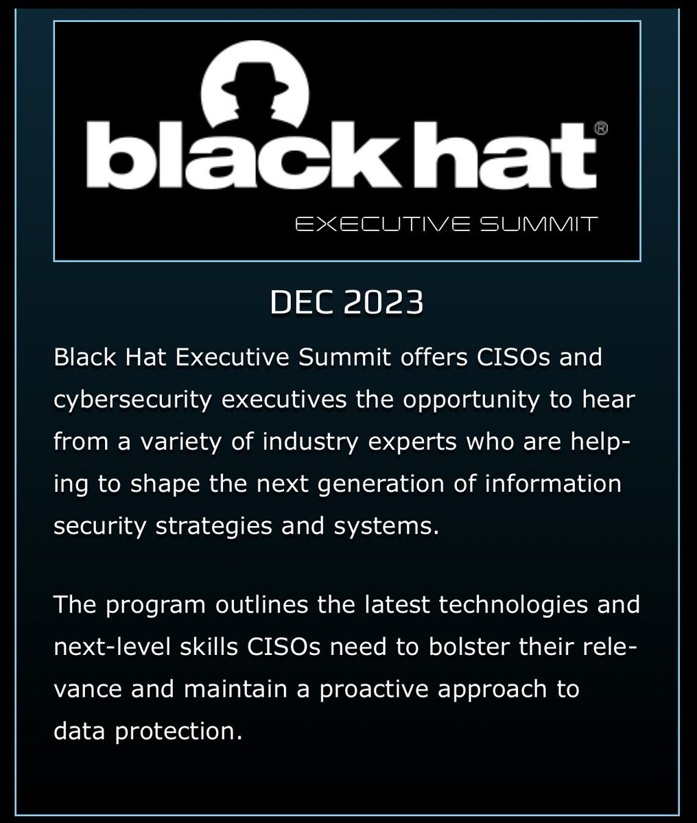 Looking forward to building at the Black Hat Executive Summit next week #BHES23