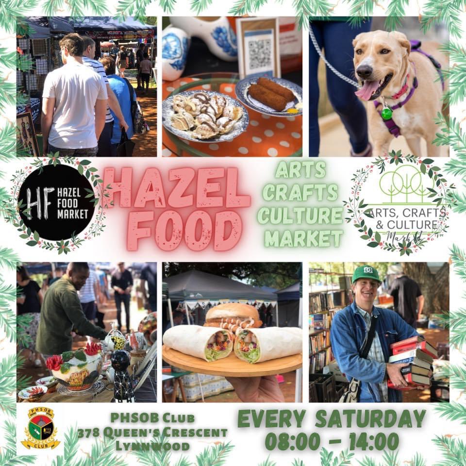 Hazel Food ACC open every Saturday from 8:00 - 14:00 in LYNNWOOD, Pretoria Cnr Kings & Queens. #famersmarket #artsandcrafts #foodmarket #artisanmarket #handmadewithlove #familytime #petfriendly #goodvibes #bestmarket #artisanbread #artisancheese #internationalcuisine #candlelover