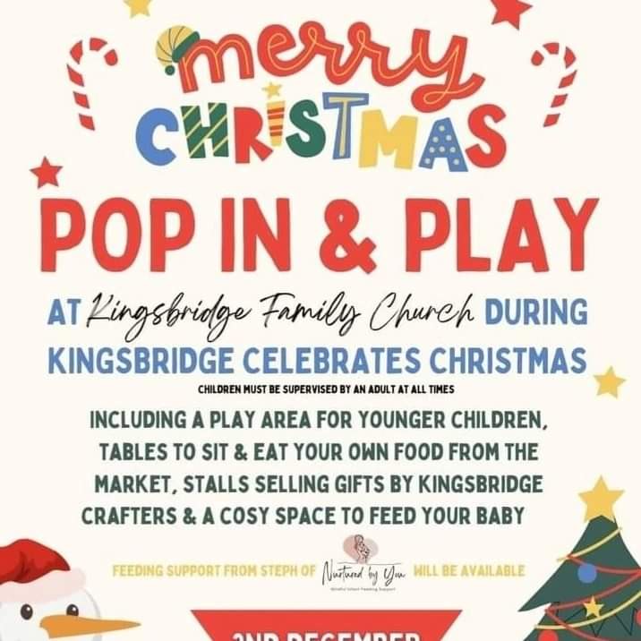 KB_FamilyChurch's tweet photo. We're so excited for our Saturday 2nd, Pop In &amp; Play AND to host the very talented Kingsbridge Crafters 11am-2pm, as part of Kingsbridge Celebrates Christmas 🎁 ⛄🌲🎅#Kingsbridge #Christmas #Family #LoveOurCommunity #Creativity https://t.co/IDMjwEgTcK