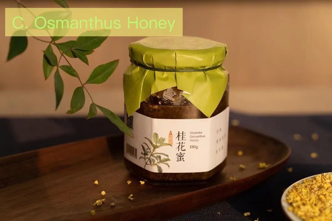 hangzhoufeel's tweet photo. From 🥞osmanthus cake (A) and sweet lotus root with sticky rice (B) to 🍯osmanthus honey (C) and 🍵osmanthus-scented Longjing tea (D), #Hangzhou people find various ways to transform #osmanthusflowers into delightful #treats😋. Which one do you prefer? Show us in the comments👇! https://t.co/KNn3nsvTxN