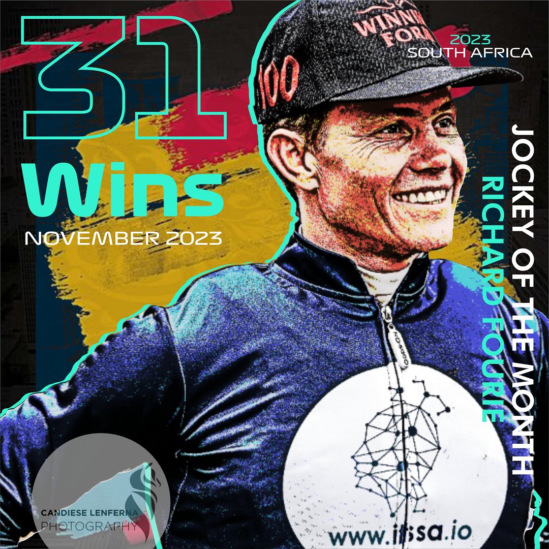 BLACKTYPENFT's tweet photo. 🌟🏇 Richard Fourie, the maestro of the turf, conquered November with  31 SA victories! 🏆 Finesse, speed, and racing magic!. 🎩✨ A standing ovation for our Jockey of the Month! 👏🏇 #RichardFourie #JockeyOfTheMonth #RacingExcellence https://t.co/KJYYZXqCKY