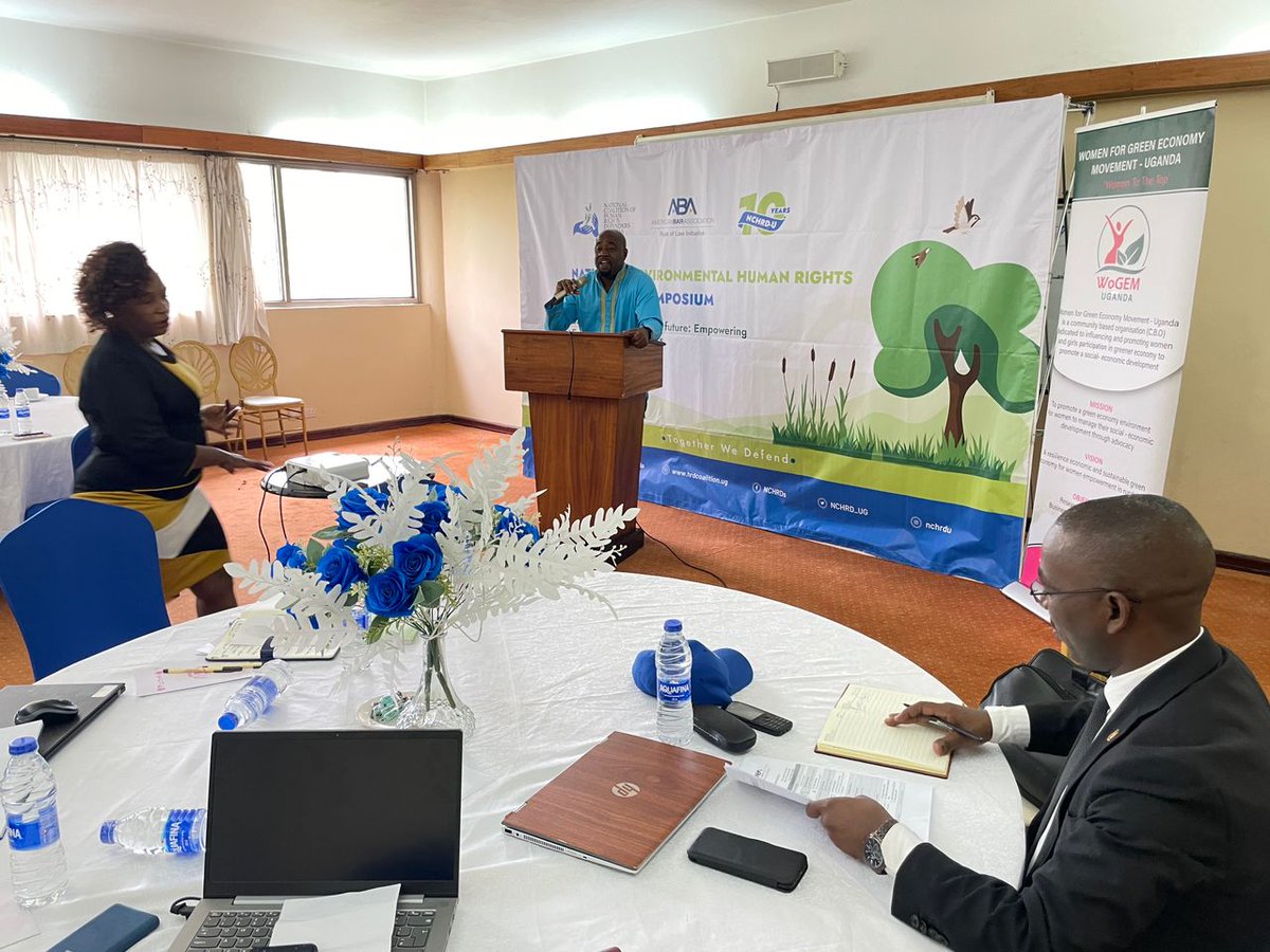 @Benardmujunia: Today, marks a significant milestone as we gather to address the critical intersection of environmental, climate and human rights protection during this first ever #Environmental symposium in 🇺🇬. #NEHRD2023