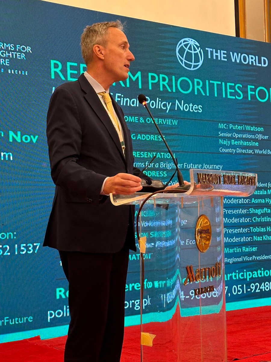 MartinRaiser's tweet photo. This is a critical time for #Pakistan to pursue and sustain long-due reforms in key areas including human capital development, fiscal sustainability, private sector growth, energy, and resilience to climate change. #ReformsForABrighterFuture #TimeToDecide (1/2) https://t.co/MxlirTaW6M