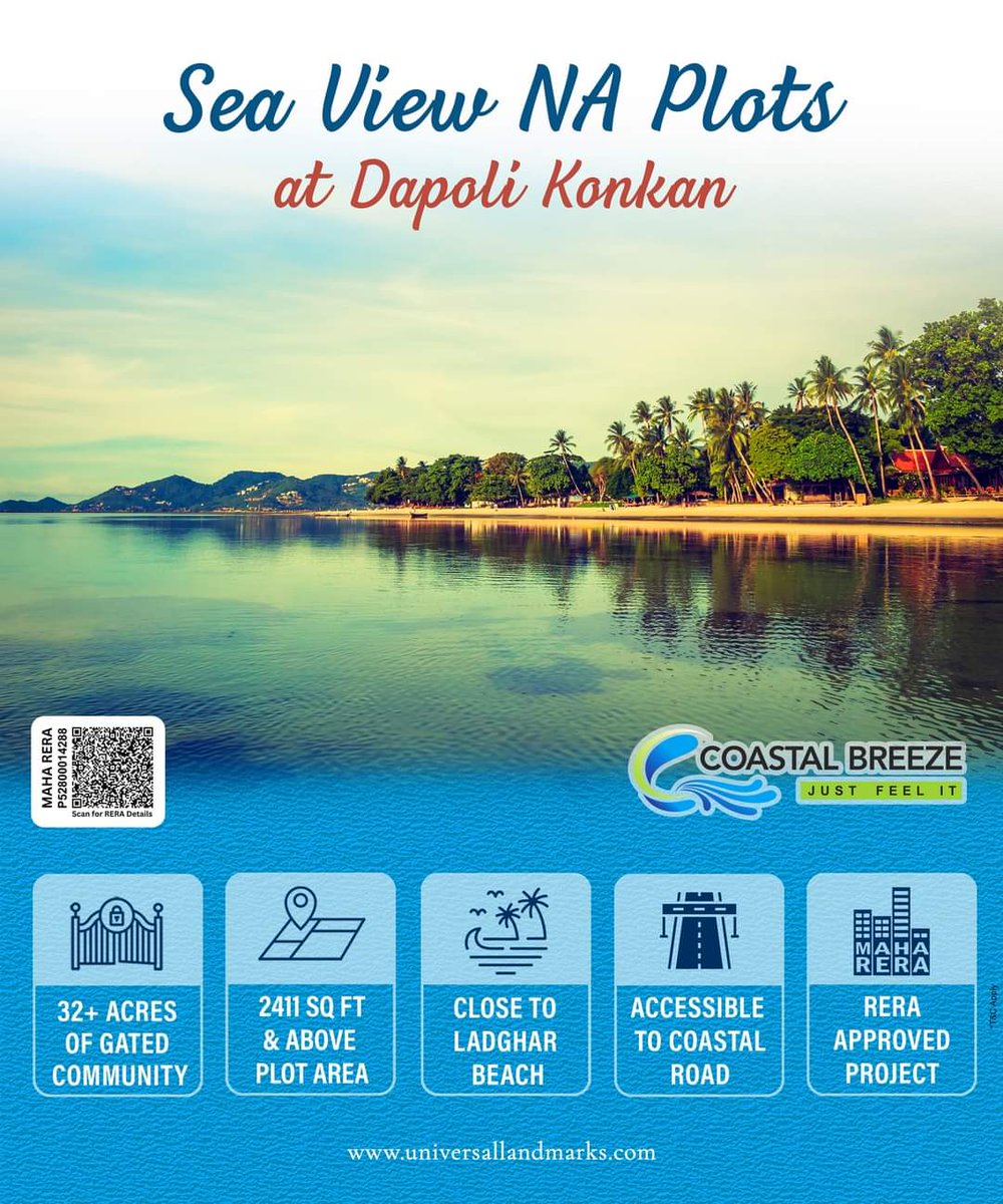 UnivLandmarks's tweet photo. 🌴 Dive into Serenity with Coastal Breeze: Residential NA Plots at Chandrangar in Dapoli Konkan 🏖️✨

📞 Contact us at +91-8888 771144 / 8888 771155 for site visit

https://t.co/RSTqAbIXPI

#CoastalBreeze #SeaViewLiving #DapoliKonkan #DreamHome #BeachfrontLiving #InvestInParadise https://t.co/shahoBPF7Z