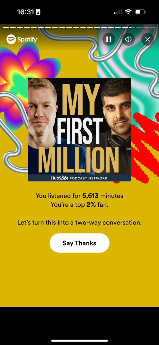 Top 2% 🙌 Gotta love the My First Million Podcast by <a href="/ShaanVP/">Shaan Puri</a> &amp; <a href="/thesamparr/">Sam Parr</a>