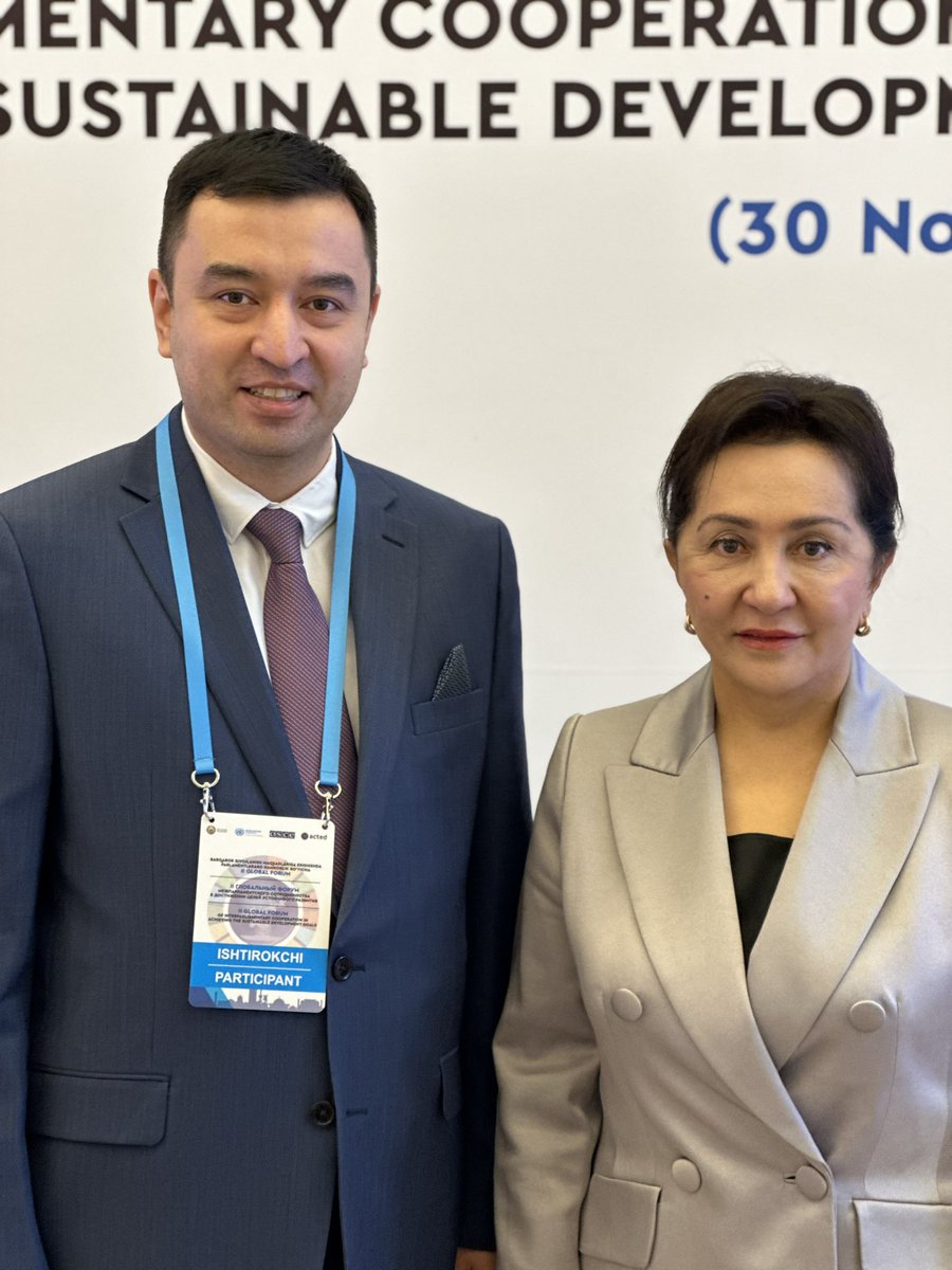I personally now the Head of Senate of Uzbekistan Ms. Tanzila Norbaeva from her work in the Cabinet of Ministers of Uzbekistan where she was in charge of the social development sector, MDGs. I was glad to meet her again at the Second SDGs Forum today.