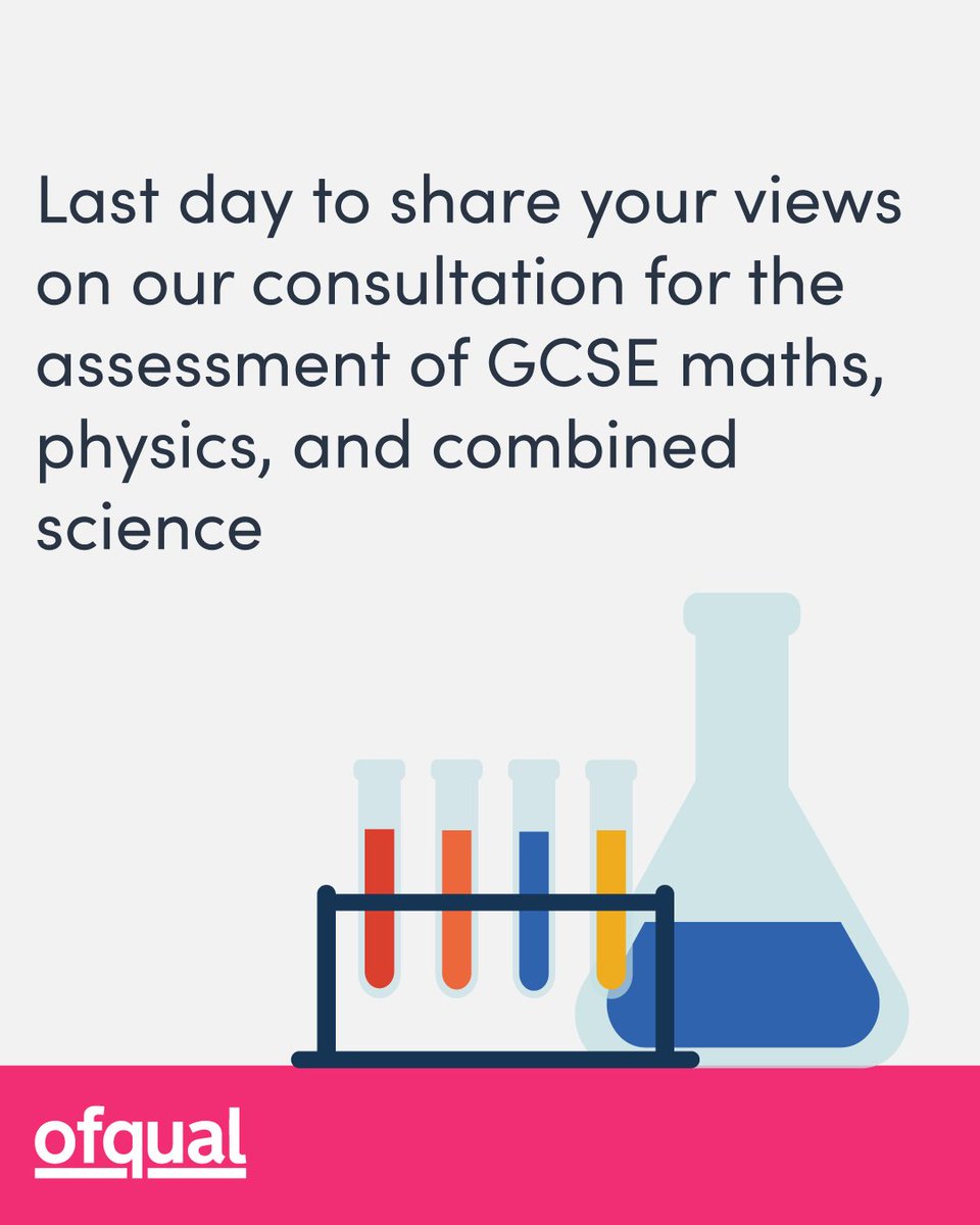 It’s the last day to share your views on the use of formulae and equation sheets following @educationgovuk's decision that students don’t need to memorise them for GCSE maths, physics and combined science exams in 2024. Respond by 11.45pm today: ⬇️ gov.uk/government/con…