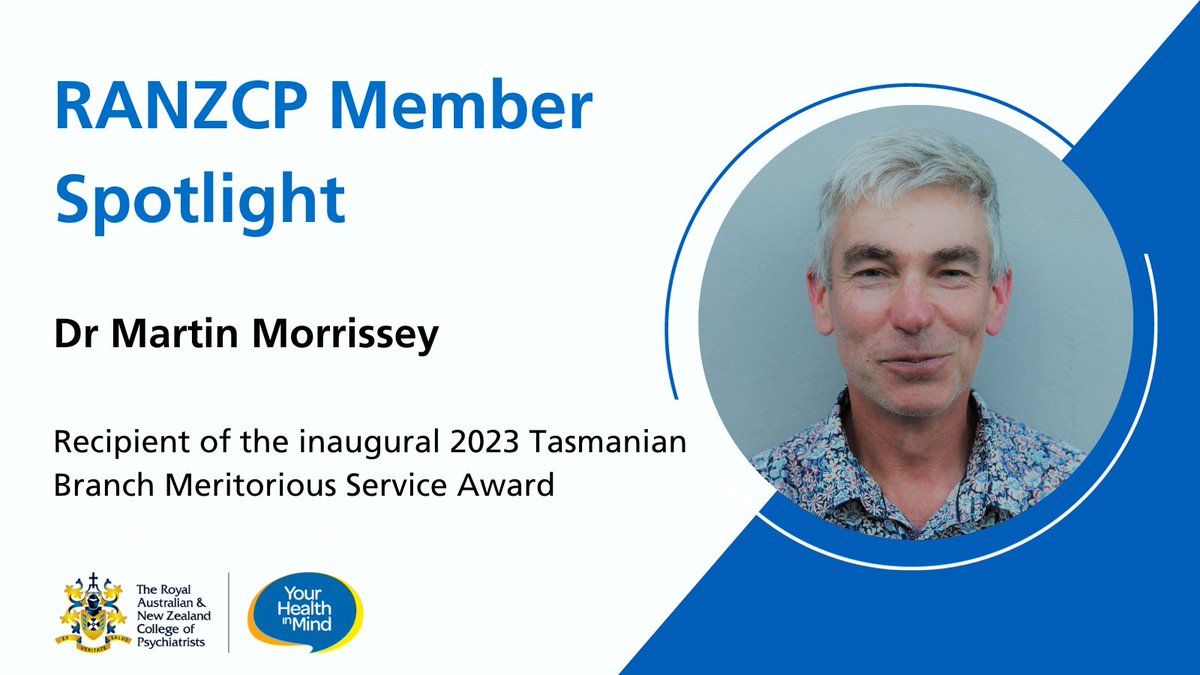 Congratulations to Dr Martin Morrissey, who has received the inaugural 2023 Tasmanian Branch Meritorious Service Award for his two decades of service to the public sector #psychiatry of old age.

Read more on our website 👉ow.ly/2kaq50QcgYf

#RANZCPmember