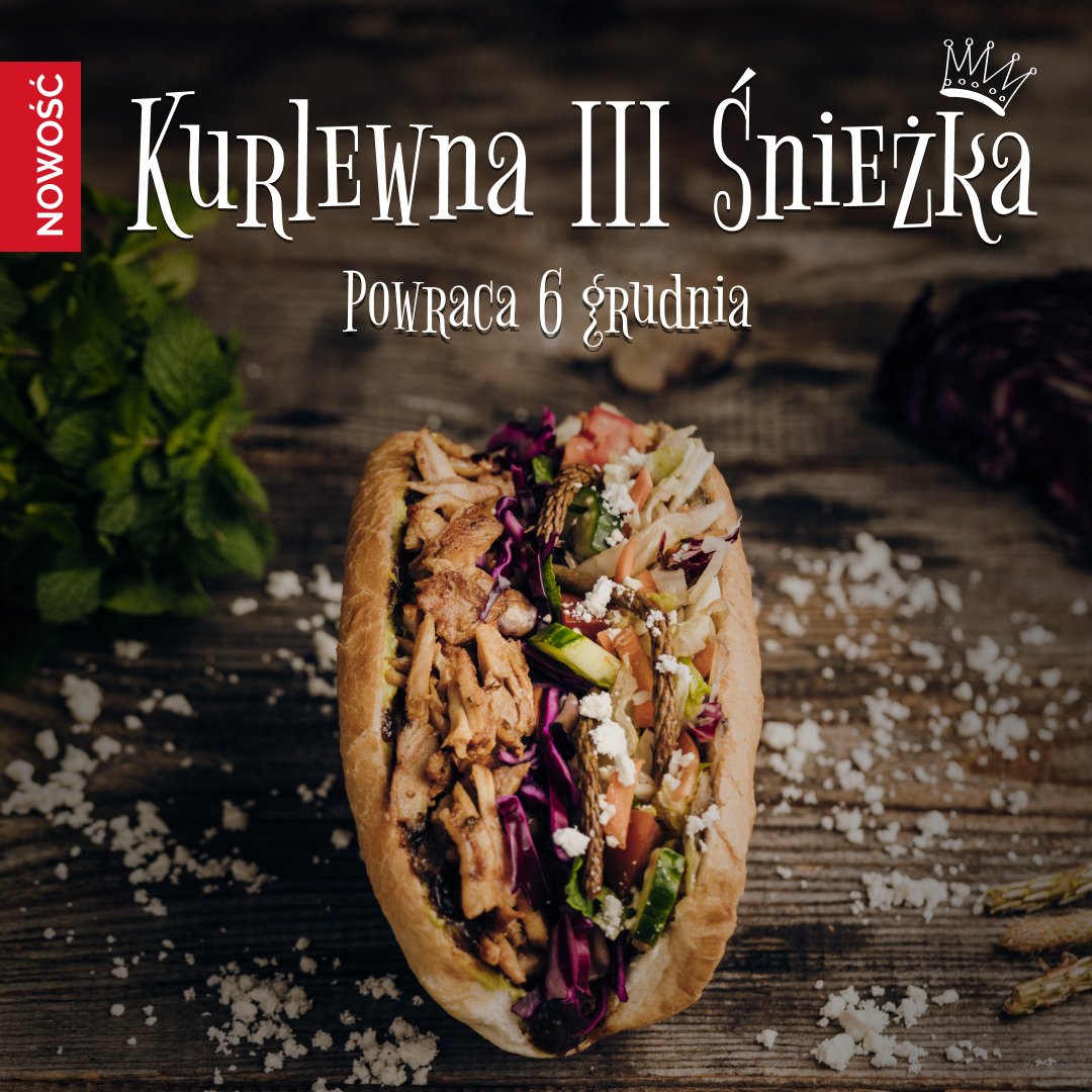 SZTOS ALERT! 

Przygotowaliśmy zimowego kebaba z szefem kuchni z gwiazdką Michelin. 

"Kurlewna Śnieżka" powróci w nowej odsłonie 6 grudnia. 

Tym, którzy SKOMENTUJĄ zdradzimy jutro 4 absolutnie wyjątkowe składniki, które czynią ją wybitną ;)