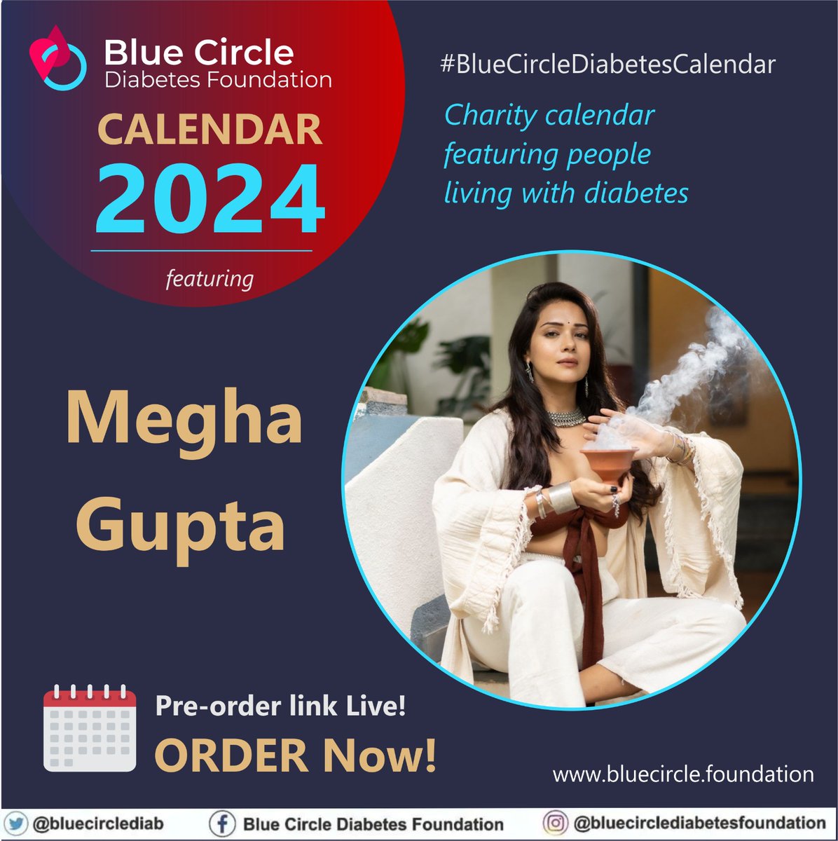 🌟 Today's #BlueCircleDiabetesCalendar star is the stunning biohacker Megha Gupta, thriving with T1D! 🗓️ Get inspired and support our mission with our unique calendar & merch: bluecircle.foundation/store #DiabetesAwareness #HealthyLiving 🌟💙