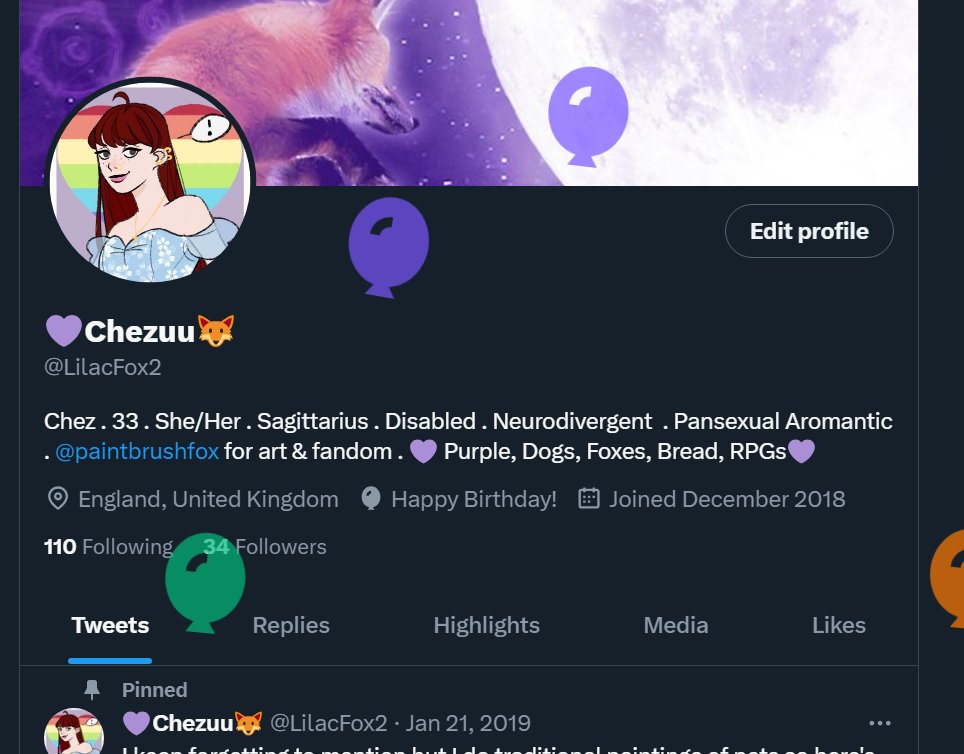 LilacFox2's tweet photo. Happy Birthday to me! This year  has been tough and honestly at one point I thought I wouldn't make it, but here I am. I may have lost my ability to walk, but I'm able to eat and talk properly soooo... 🎉🎉 https://t.co/90umEqsCAE