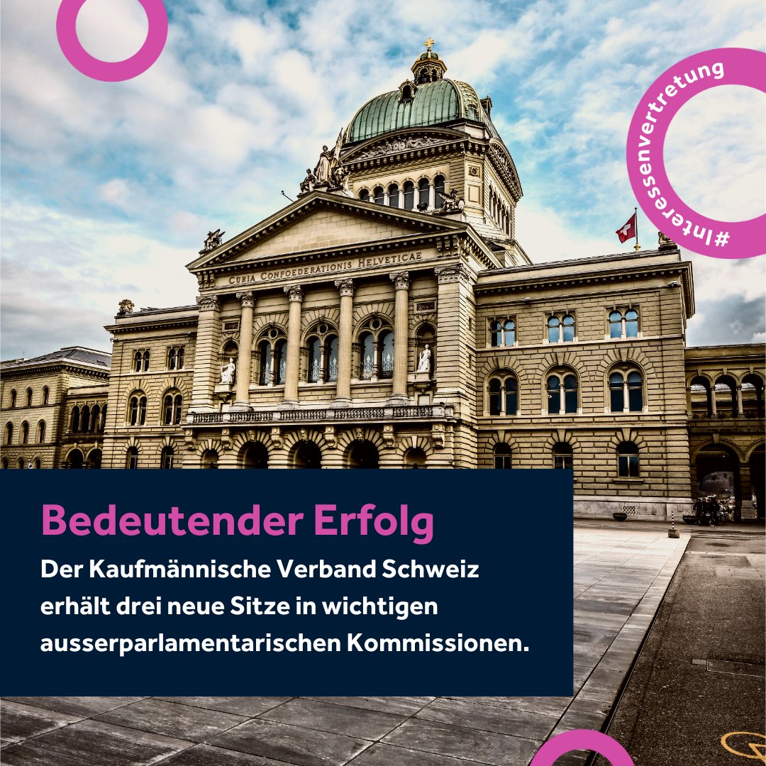 Der <a href="/kfmv_ch/">Kaufmännischer Verband Schweiz (kfmv) | SEC | SIC</a> erhält ab 1.1.2024 Sitze in der TPK Bund, der  AHV/IV-Kommission und im Verwaltungsrat von compenswiss. Im Suva-Rat und in der EKF bleibt er weiterhin präsent. Erwerbstätigen in  Dienstleistungs- und Wissensberufen wird damit auf politischer Ebene  mehr Gehör
