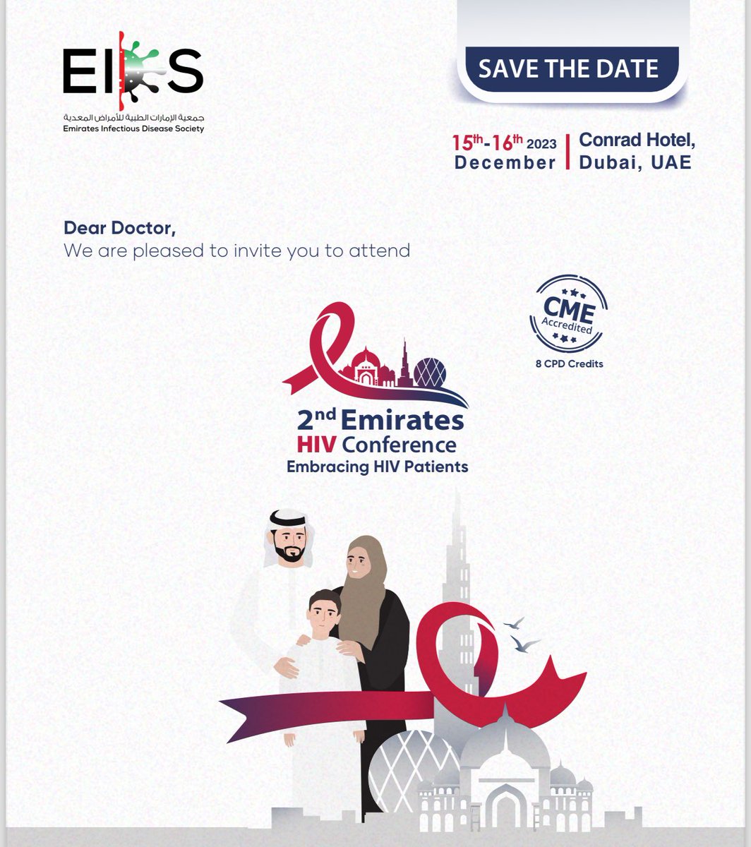 Final 2023 EIDS event coming in 🔥 

Mark your 🗓️ for EIDS 2nd HIV conference, where our EIDS experts will tackle important topics in the realm of #HIV — agenda to follow soon 15-16 Dec 2023 ⏰ CME acc

Registration through link below— save your seat ‼️ lnkd.in/dWqU8KgN