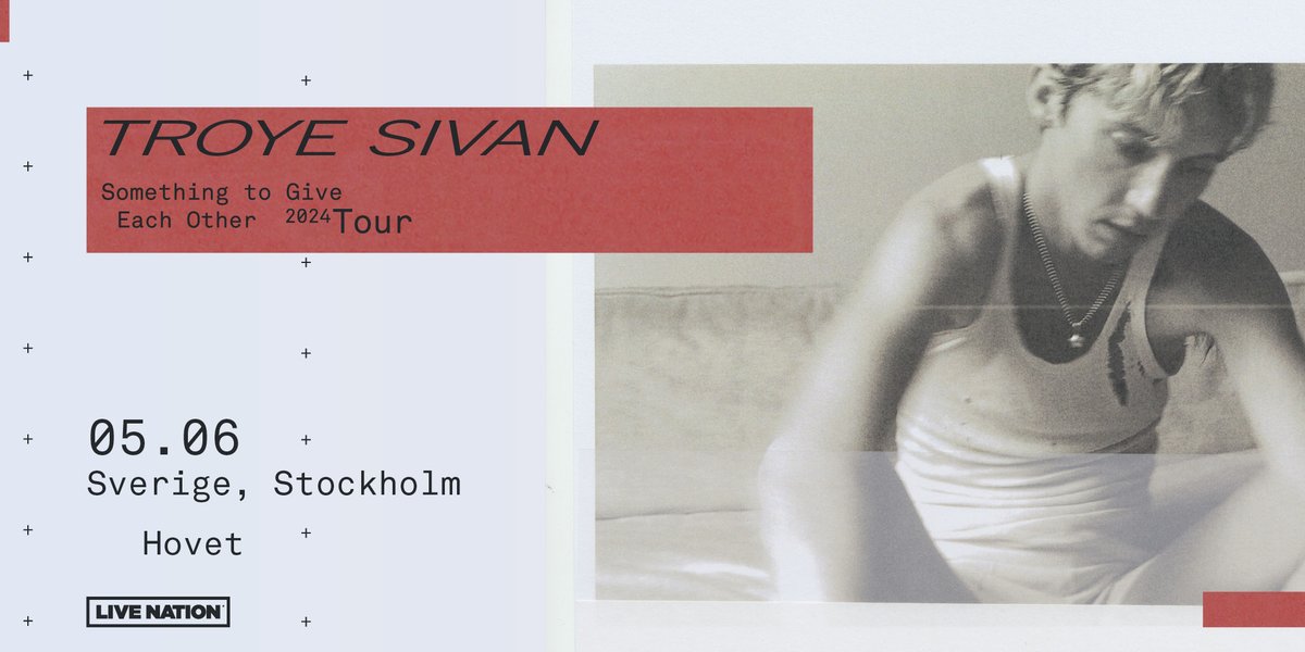 Troye Sivan till Sverige med sin Something To Give Each Other Tour - den 5 juni på Hovet i Stockholm! ⭐️

Biljettsläpp 8 december 09:00 via LiveNation.se