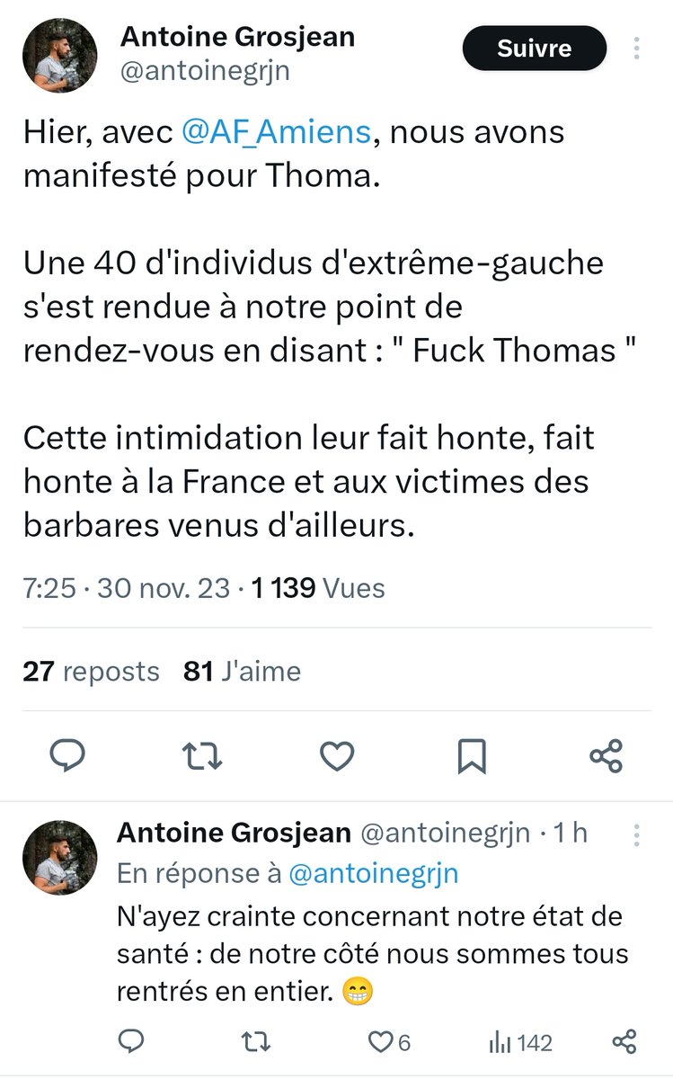 CapAntifasciste's tweet image. T'entendais un truc derrière le mur de flics qui vous protégeait ? 

Le meurtre de Thomas est un acte ignoble, au moins aussi ignoble que votre récupération dégueulasse.