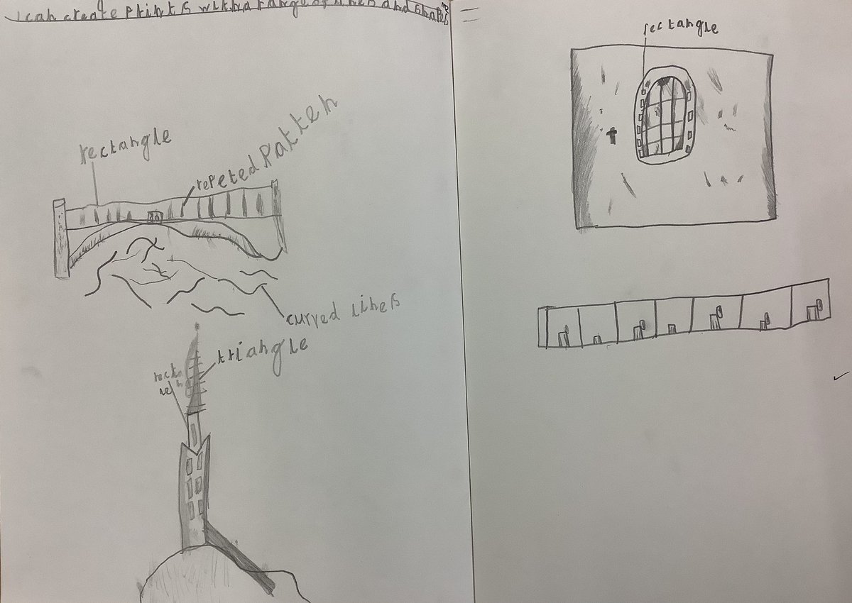 StPhilipsY2A's tweet photo. We used our careful observation skills to find shapes and patterns and recorded our ideas in our sketch books. #TeamStPhilips https://t.co/phReHfmNNW