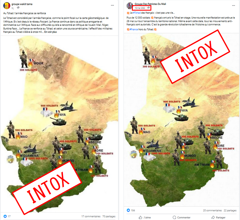 🚨FakeNews🚨
Attention à la diffusion informations concernant le déploiement Français au Tchad. La carte a déja été publié en mai 2022!!!
Soyez critique de ce que vous voyez sur les sociaux
#desinformation #fakenews