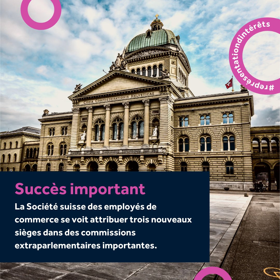 A partir du 1er janvier 2024, la Société suisse des employés de commerce (<a href="/kfmv_ch/">Kaufmännischer Verband Schweiz (kfmv) | SEC | SIC</a>) se voit attribuer au sein de la CT fédérale, de la  Commission de l’AVS/AI et du Conseil d’administration de compenswiss.  Elle reste également présente au sein du conseil de la SUVA et de la