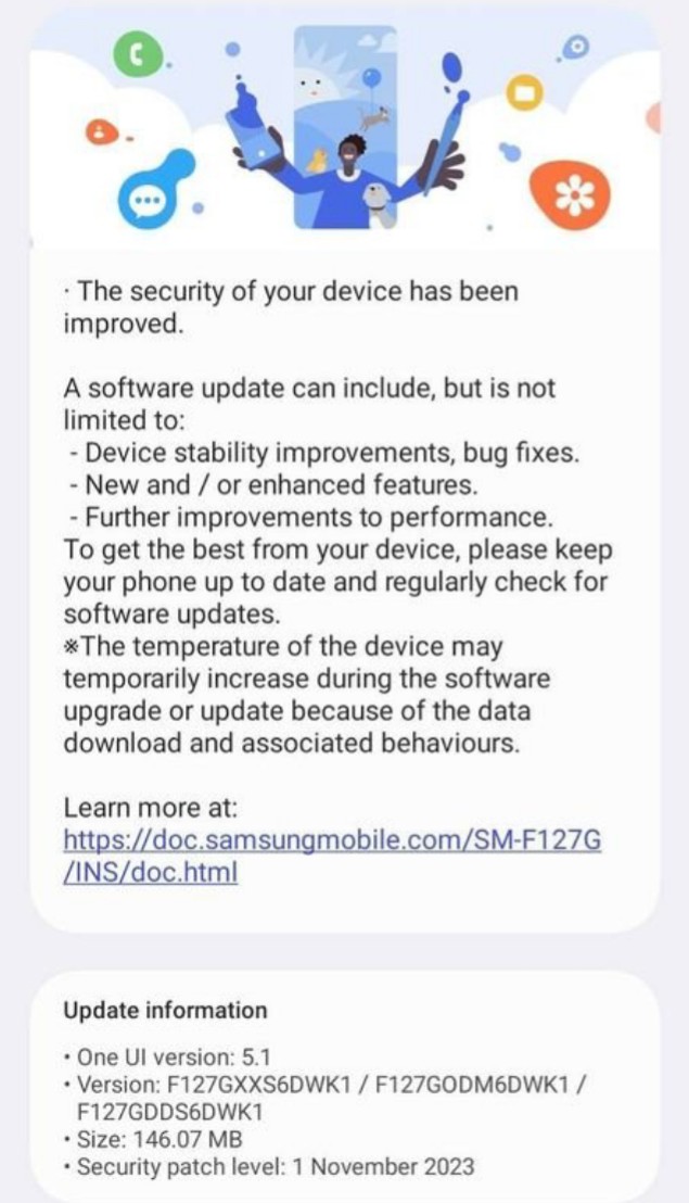 TechActivist666's tweet image. Samsung Galaxy F12 gets November 2023 Security Update 

🔥Available : INDIA 🇮🇳 🇮🇳 🇮🇳

• Version : F127GXXS6DWK1
• Size : 146.07MB
• Security Patch Level : 1 November 2023

#GalaxyF12
#November2023Update
#INDIA