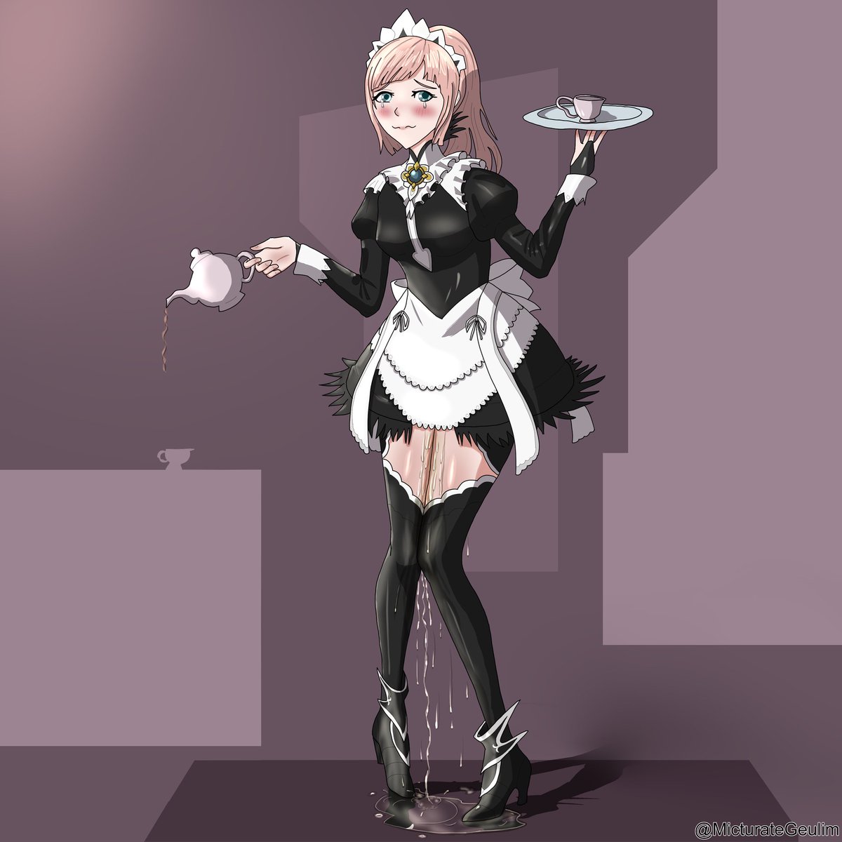 MicturateOmiah's tweet photo. While Felicia poured tea, her bladder poured pee
#omorashi #omorashiart #wetting #pee https://t.co/5r379lKfOC