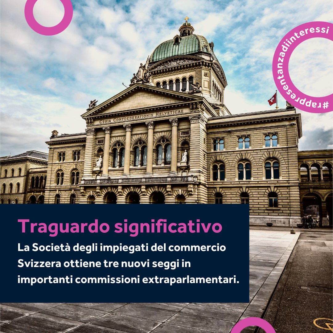 Dal 1° gennaio 2024 la Società degli impiegati del commercio Svizzera  (<a href="/kfmv_ch/">Kaufmännischer Verband Schweiz (kfmv) | SEC | SIC</a>) ottiene seggi nella CT federale, nella Commissione  dell’AVS/AI e nel Consiglio di amministrazione di compenswiss. Mantiene  inoltre la propria presenza all’interno del Consiglio della Suva e della