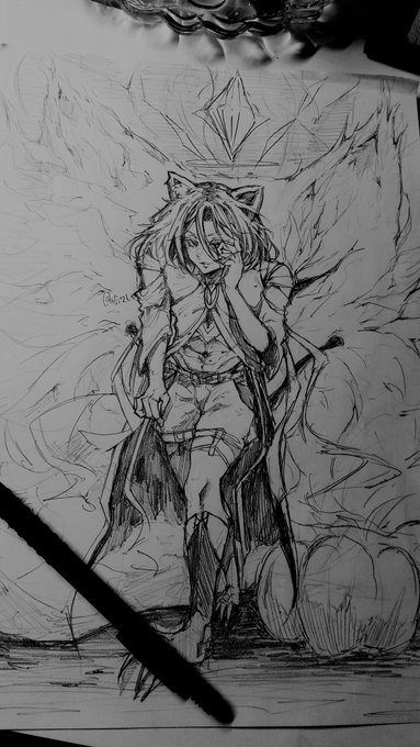 #創作  #アナログ絵 #ラクガキ

『雷獣』 