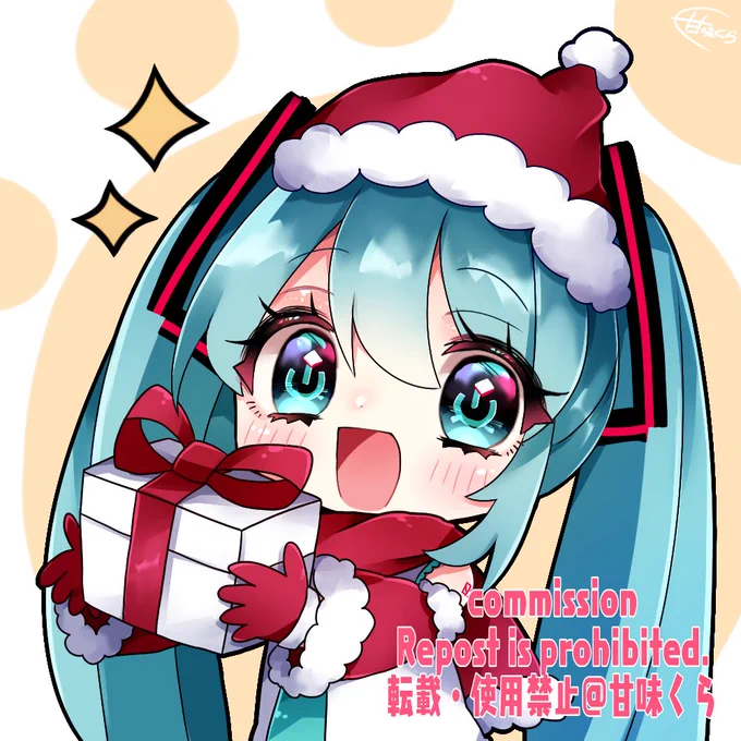クリスマス用のかわちミクちゃんアイコン制作させていただきまちた!ご依頼ありがとうございまちた(n*'ω`*n) #有償依頼