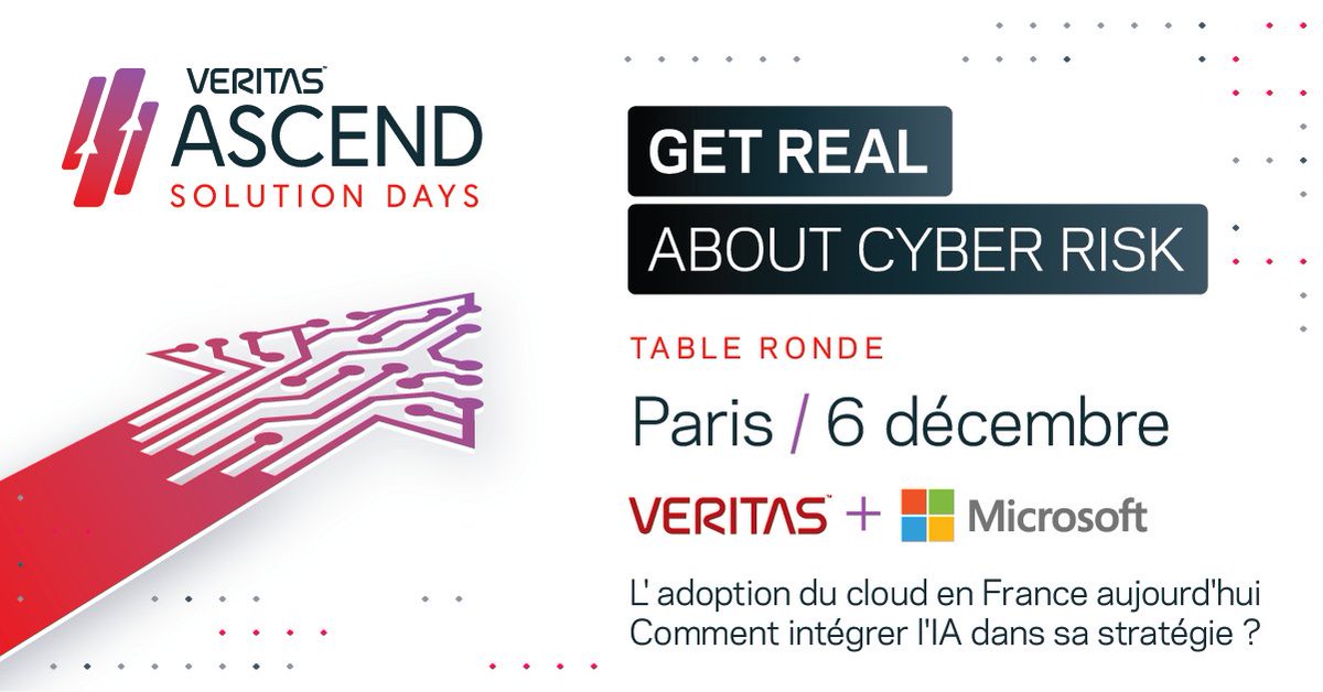 Lors de Veritas Ascend Solution Day Paris, nous aurons le grand plaisir d'accueillir notre partenaire Microsoft qui viendra apporter son expertise #cloud et parler de l'intégration de l'#IA dans une stratégie IT.

Programme complet et inscription sur: vrt.as/49Krn9o