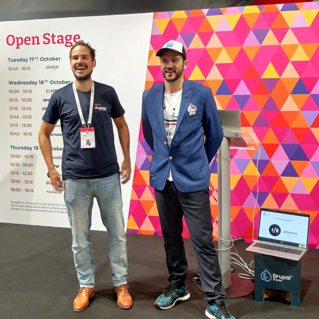 dropsolid's tweet photo. Looking for an inspiring tech talk? Let us introduce you to Dominique De Cooman and Frederik Wouters. In just one conversation they make you fall in love with #Drupal, #Mautic, #OpenSource, #DigitalExperiencePlatforms... https://t.co/GwHRSINPqa