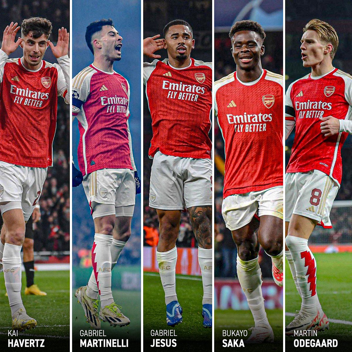 Mikel Arteta’s preferred front five is probably Kai Havertz, Martin Ødegaard, Bukayo Saka, Gabriel Jesus and Gabriel Martinelli. 

They hadn't played a minute together all season before last night.

They scored five goals in their first 45 minutes and there’s so much more to