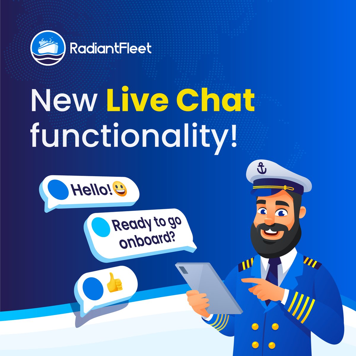 RadiantFleet's tweet photo. Exciting Announcement: Introducing RadiantFleet’s All-New Chat Functionality! 

https://t.co/tknCqMfOEZ

#Chat #Functionality #Maritime #Innovation https://t.co/Ow84bUj8lT