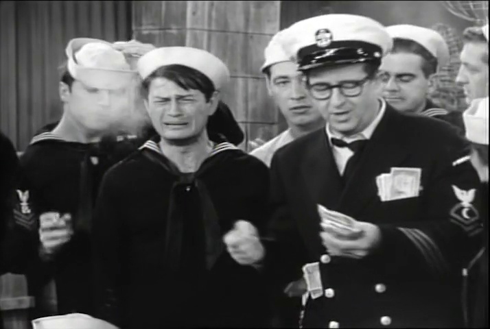 RandCaps's tweet photo. Bilko and Zimmerman join the Navy to take part in a big crap game for sailors, but they end up at sea and struggle to get back ashore. #crapgame #sailors #BilkoZimmerman [From The Phil Silvers Show, Ep: "Bilko Joins the Navy," (Tue, Oct 28, 1958)] https://t.co/18Ge1viMnw