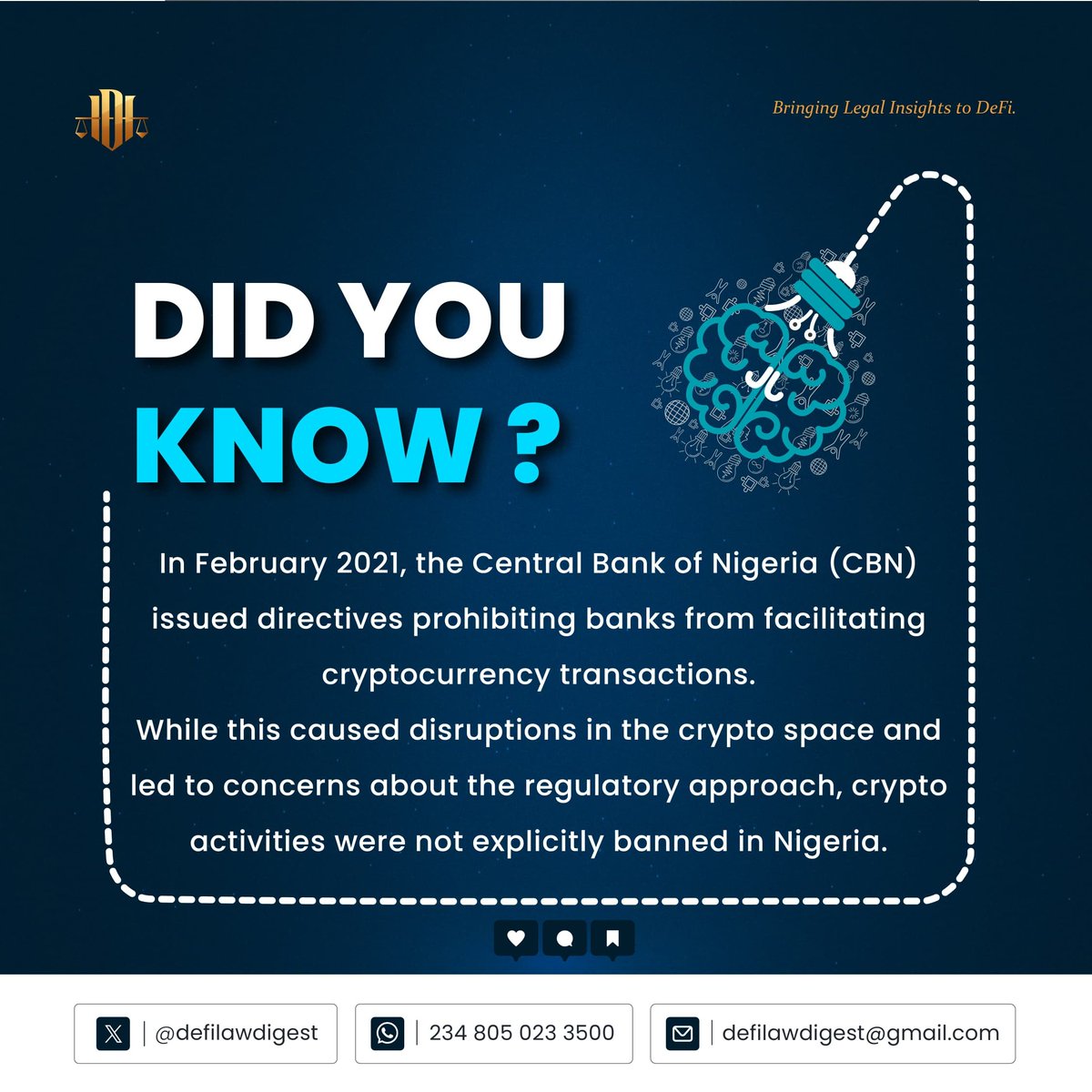 GM, CX! Here's some fresh knowledge from us to you! Don't worry, you don't have to thank us. Just read and learn!😉⚖️ #DeFi #Blockchain #DeFiEducation #Crypto #DeFiLaw #DeFiLawDigest #DLD #DYKwithDLD #Nigeria.