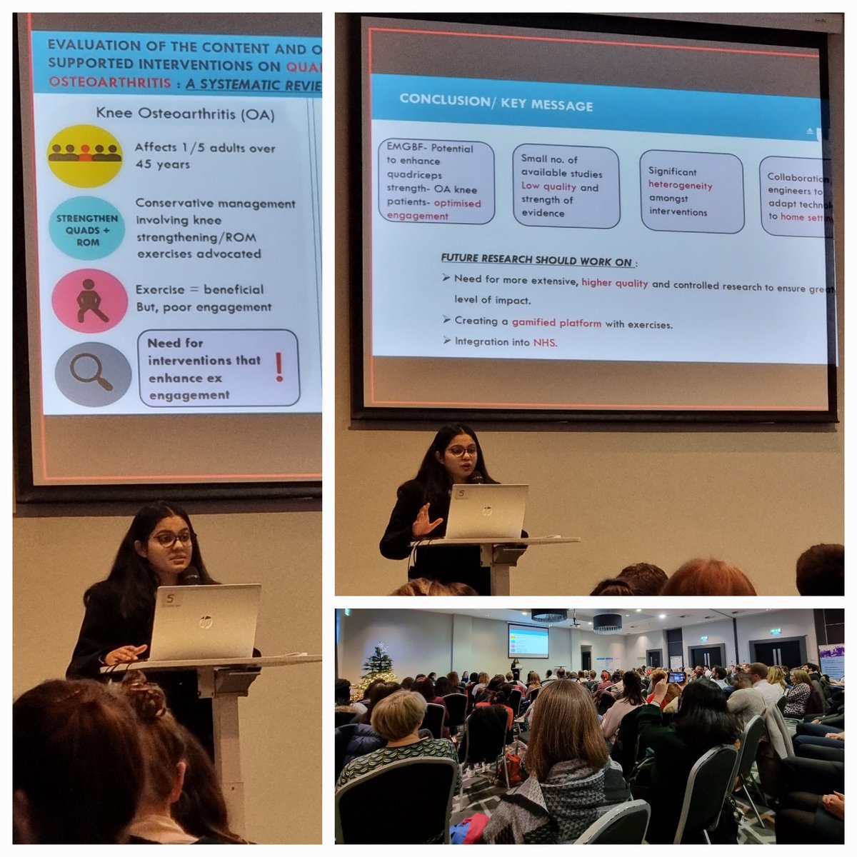 Well done to Alumna, Urmi Shah, who gave a great presentation on her review of EMG-biofeedback for knee osteoarthritis at the @RNOHnhs @RnohTherapies Research and Audit Conference. We're already working on the next stage of this research with the @cdt_ai_health @uclmedsci