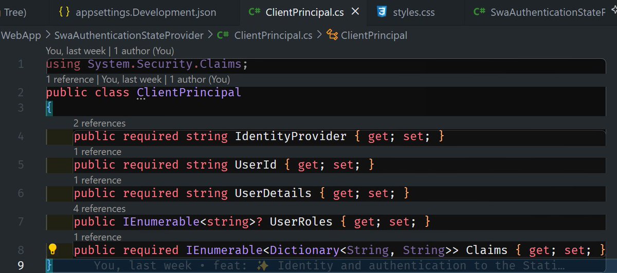 augvcor's tweet image. Hey @andychiare,  while using the below as an awesome @auth0 reference for deploying  #BlazorWASM on @AzureStaticApps [IMO its still for #dotnet7 ]

1. Nullable Reference Types: Guidance for which  properties of ClientPrincipal should be required or not

auth0.com/blog/support-a…