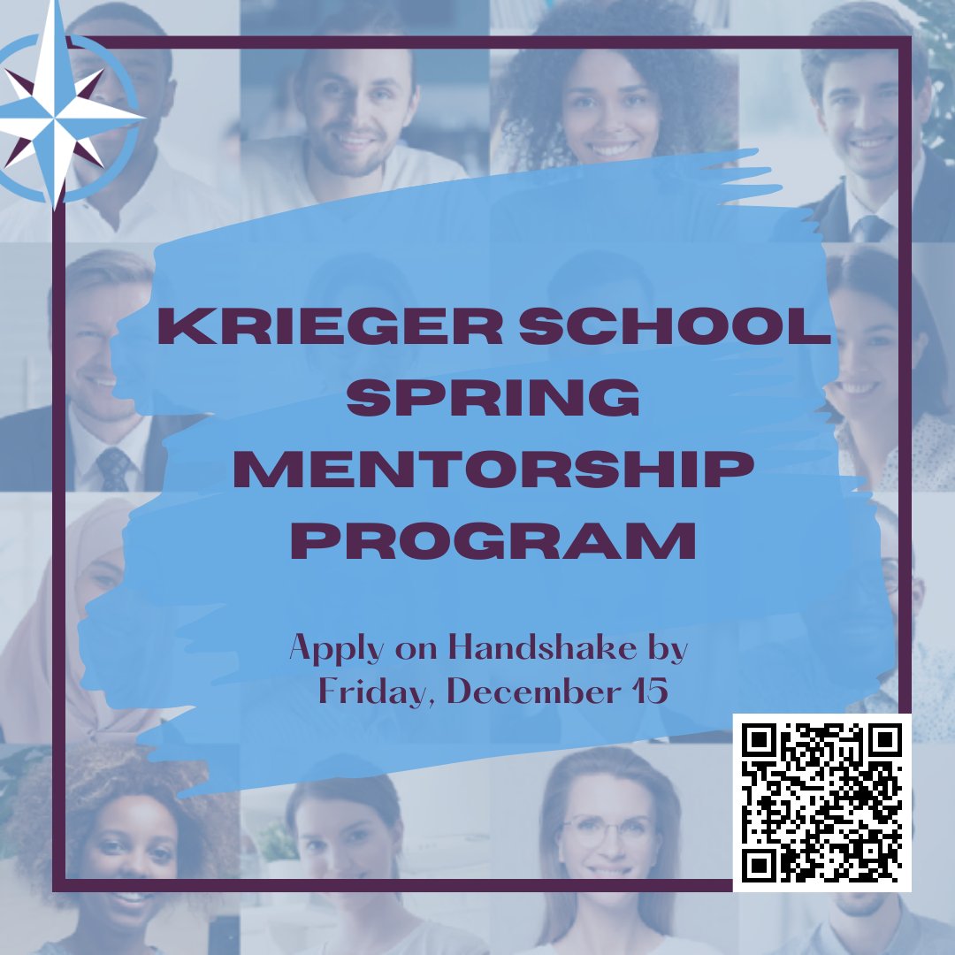 Elevate your career journey with the Krieger School Spring Mentorship Program! Apply now to be matched with an alumni mentor for 3 months. Unlock personal and professional growth opportunities supported by  Life Design Lab. Craft a leadership mindset for success in any industry.