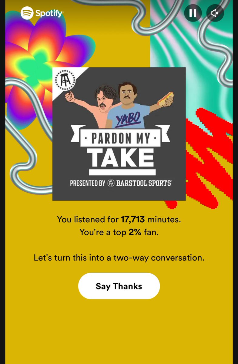 StevenGillett10's tweet photo. @PardonMyTake @PFTCommenter @BarstoolBigCat I have to start listening to the entire outro apparently to make it in the top 0.5% https://t.co/QDujizpKQc