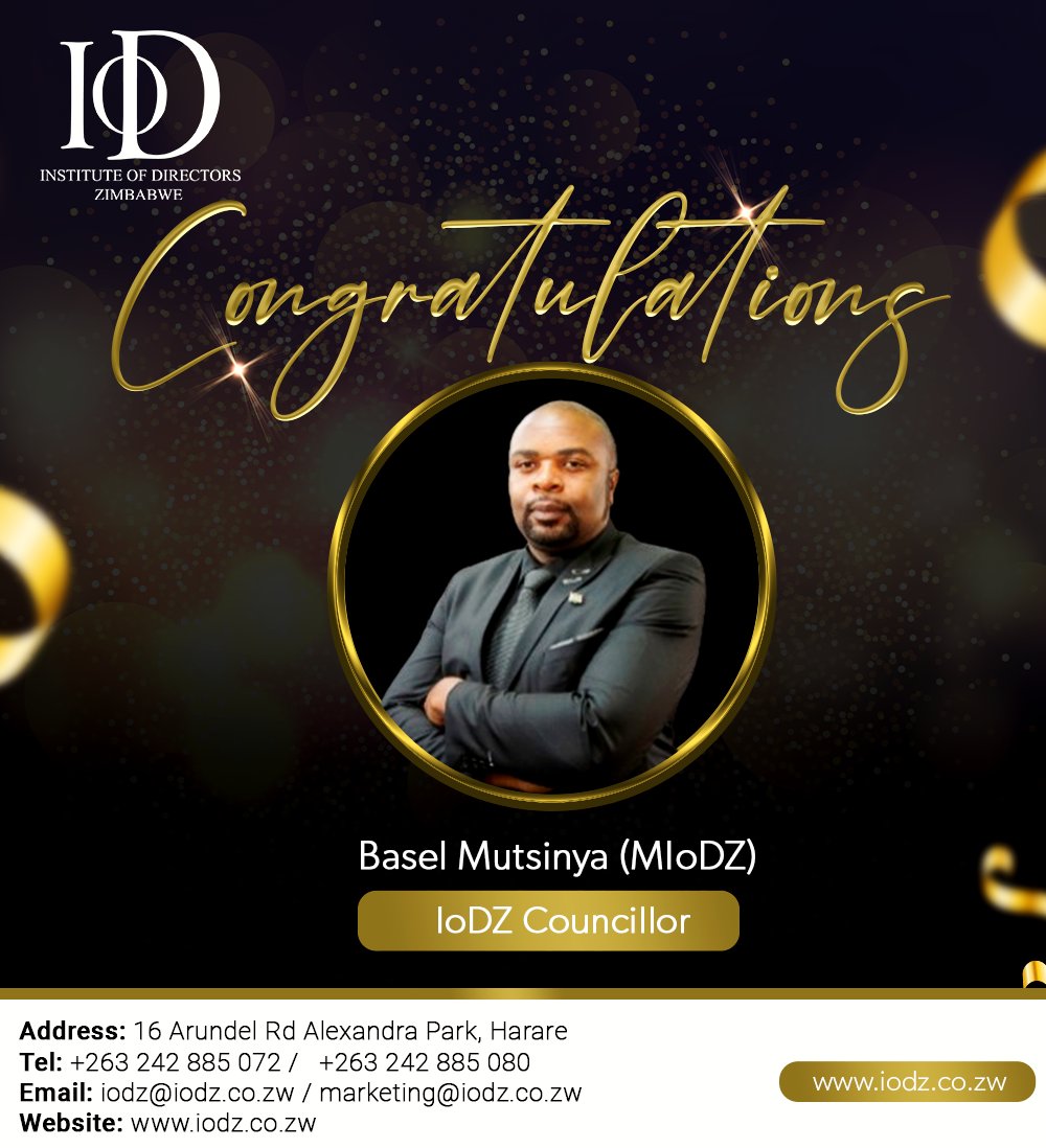 The Institute of Directors Zimbabwe is delighted to welcome Mr. Basel Mutsinya as our New Council Member! His presence is an invaluable addition to our team, as he brings forth a plethora of innovative ideas and an infectious, vibrant energy