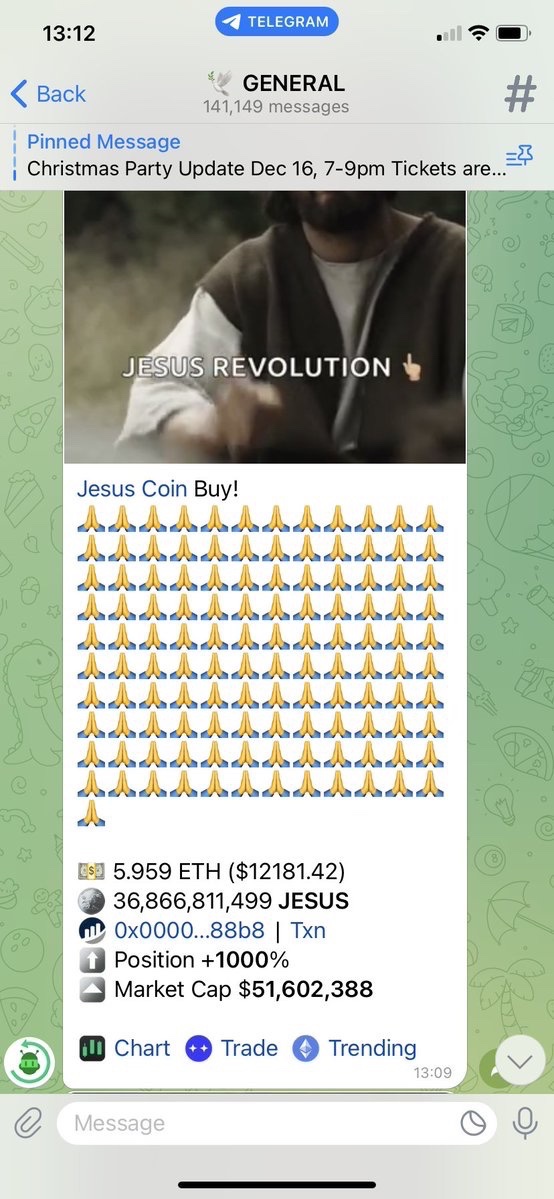 SwordSpiritual's tweet photo. This is what the $JESUS TG looks like constantly right now!
We just hit a new ATH btw 51.6M breaching that 50M milestone and flying past it!
Join the TG here:
>> https://t.co/rpiya15Shu <<
Follow:
>> @jesustokens <<
#JesusArmy #CryptoCrusaders #DoGoodGiveMore #1000X https://t.co/pbkyIUMHIb