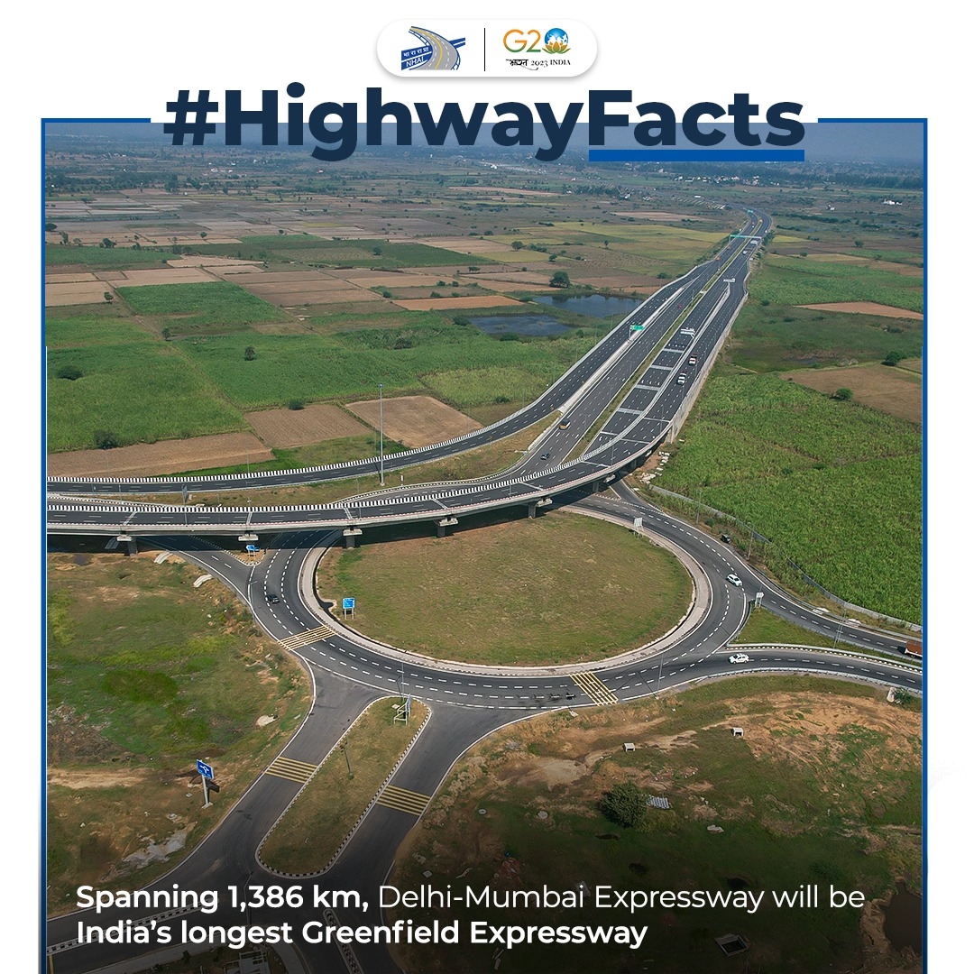 As part of the #BharatmalaPariyojana, the #Delhi-#Mumbai Greenfield Expressway will be India’s longest Expressway that will enhance connectivity to smaller and growing economic hubs across five states. #HighwayFacts #DelhiMumbaiExpressway #NHAI